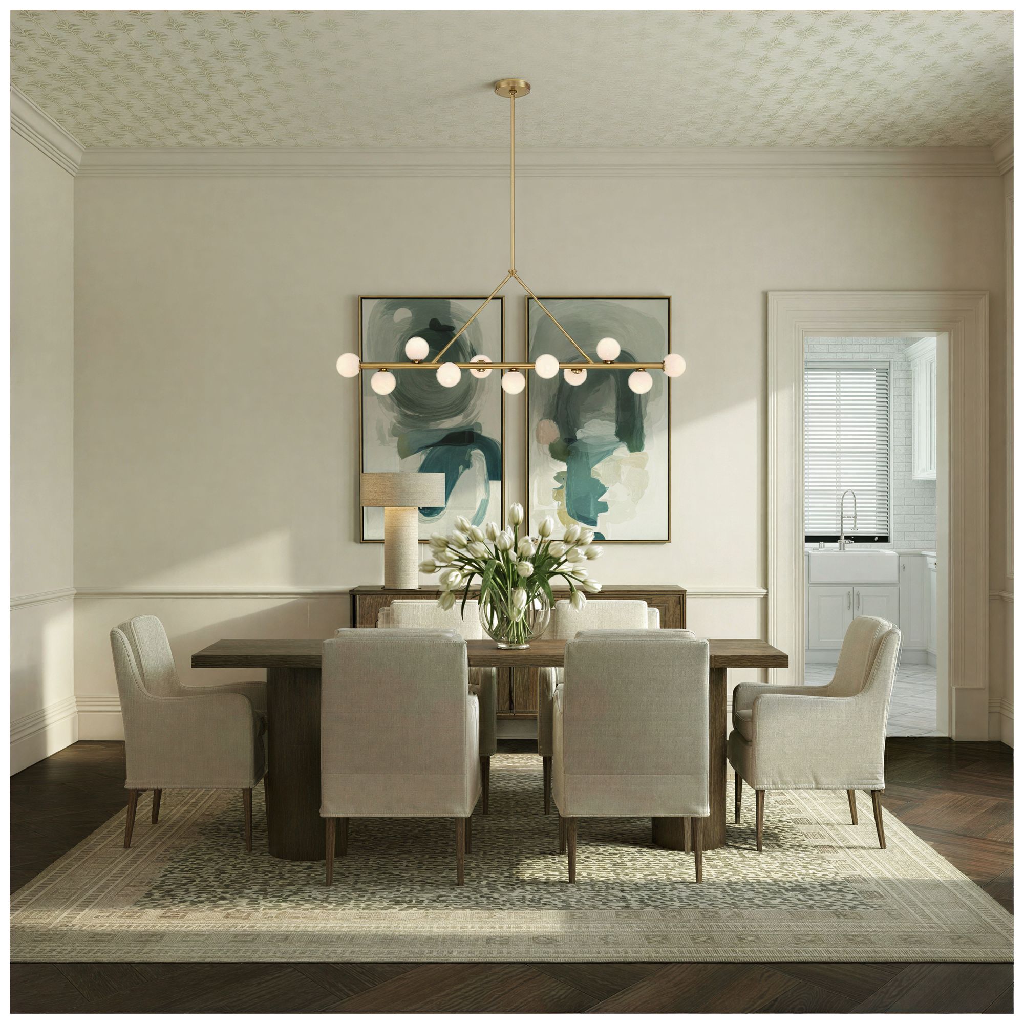 Image 6 Crystorama Terrell 46.5'' LED Luxe Gold Linear Chandelier more views