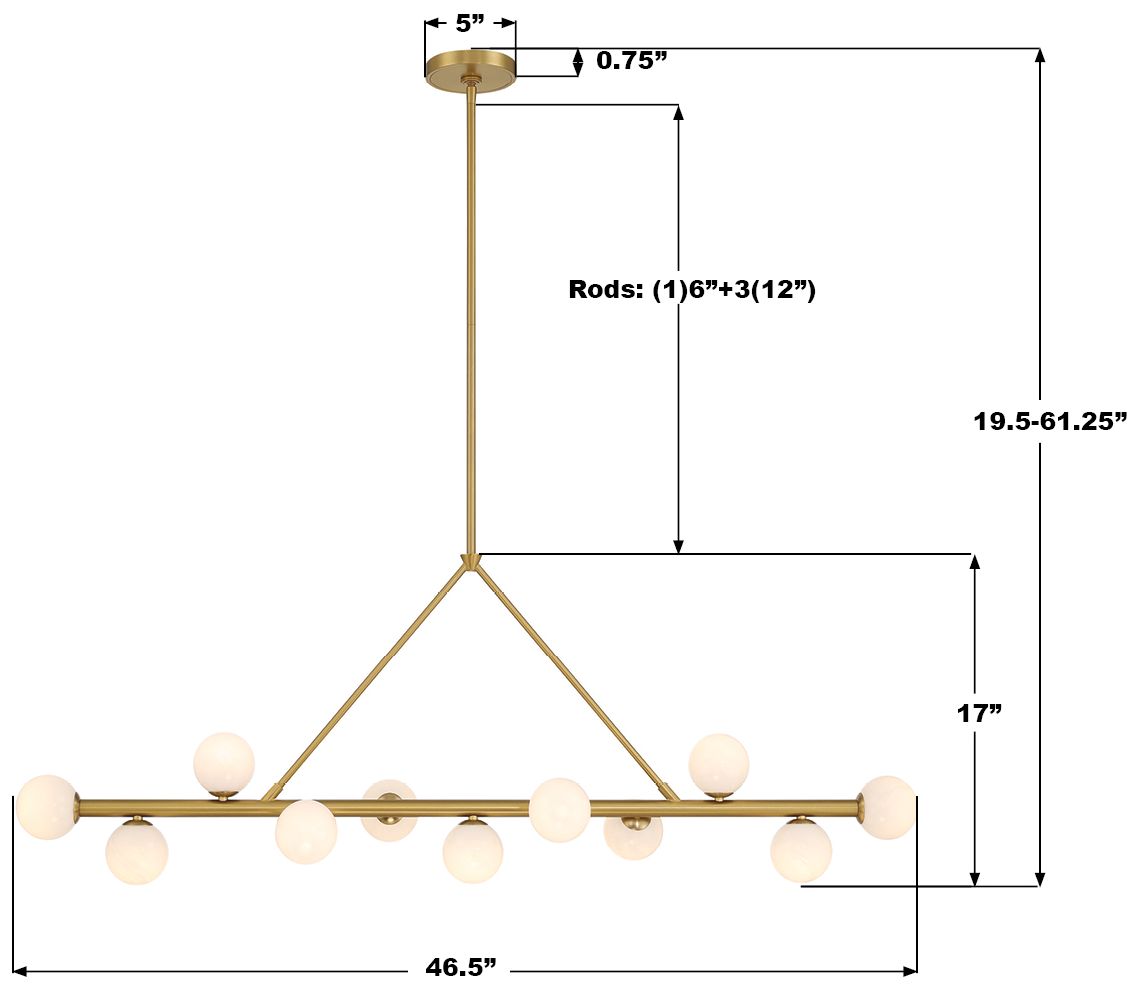 Image 7 Crystorama Terrell 46.5'' LED Luxe Gold Linear Chandelier more views