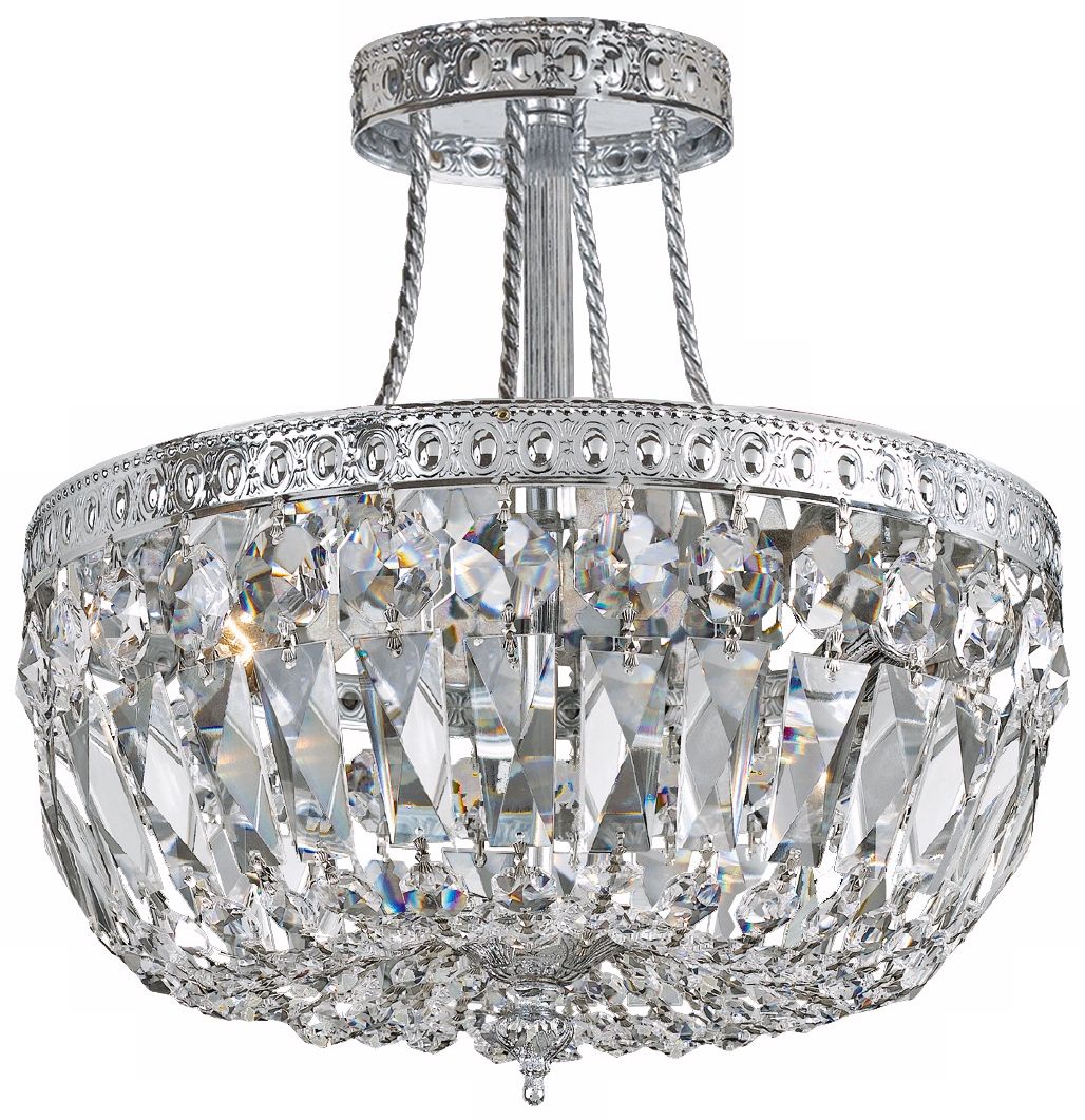 Crystorama Traditional 12" High Chrome Crystal Ceiling Light