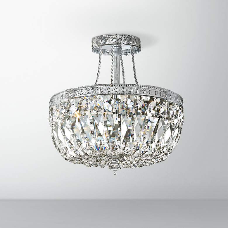Image 1 Crystorama Traditional 12 inch High Chrome Crystal Ceiling Light