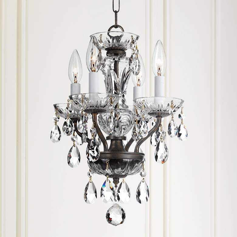 Crystorama Traditional Crystal 11&quot;W Bronze Mini Chandelier