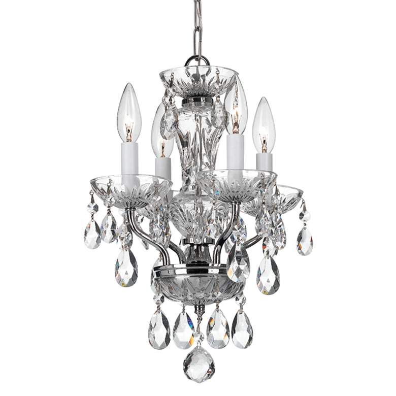 Image 2 Crystorama Traditional Crystal 11 inchW Chrome Mini Chandelier