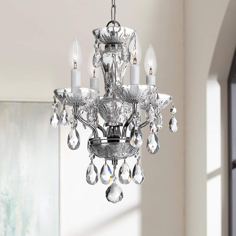 Crystorama Traditional Crystal 11&quot;W Chrome Mini Chandelier