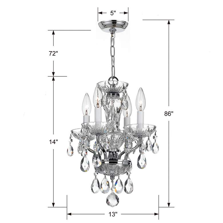 Image 5 Crystorama Traditional Crystal 11 inchW Chrome Mini Chandelier more views