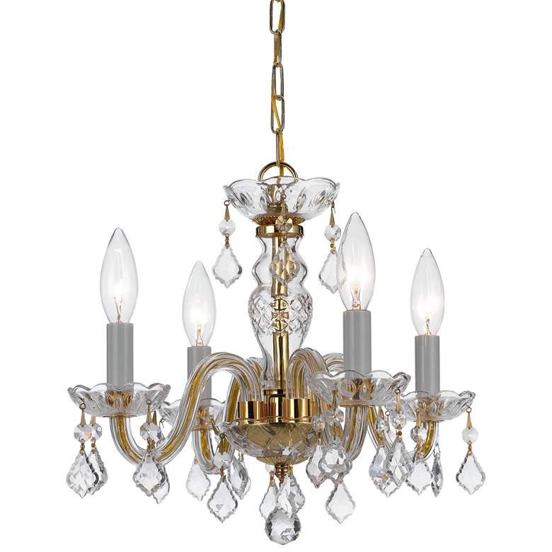 Image 2 Crystorama Traditional Crystal 15" Brass and Crystal Mini Chandelier