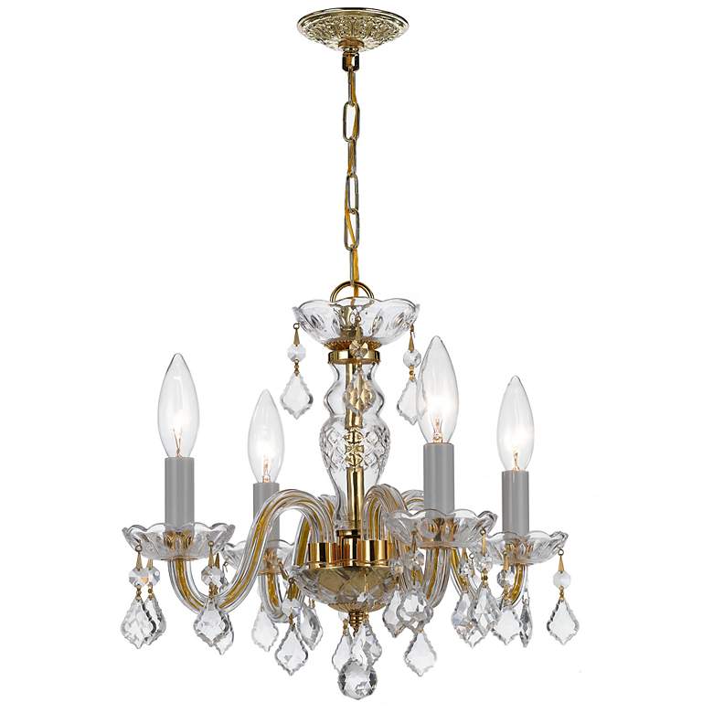 Image 2 Crystorama Traditional Crystal 15" Brass and Crystal Mini Chandelier