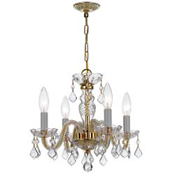 Crystorama Traditional Crystal 15" Brass and Crystal Mini Chandelier