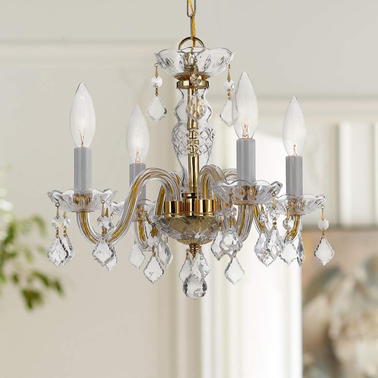 Image 1 Crystorama Traditional Crystal 15" Brass and Crystal Mini Chandelier