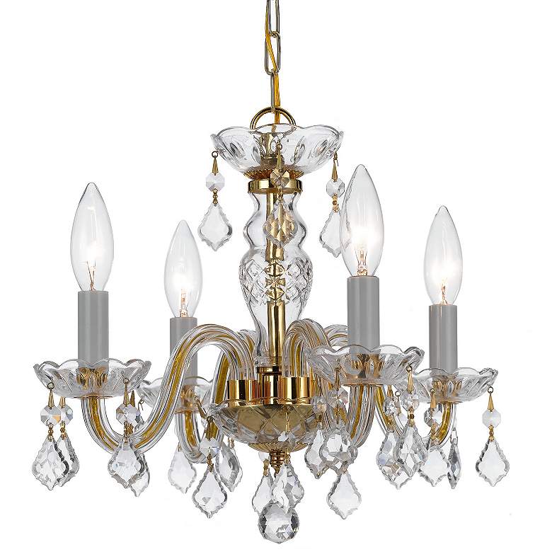 Image 4 Crystorama Traditional Crystal 15" Brass and Crystal Mini Chandelier more views