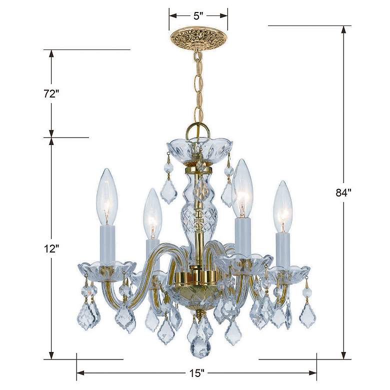 Image 6 Crystorama Traditional Crystal 15" Brass and Crystal Mini Chandelier more views