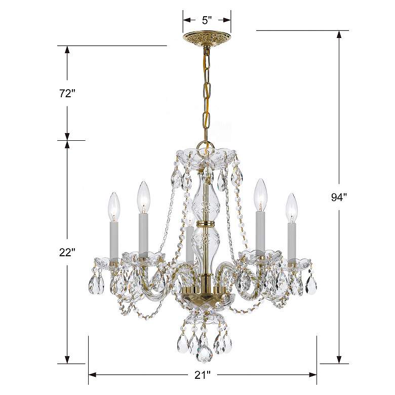 Image 4 Crystorama Traditional Crystal 21" Wide Brass Frame 5-Light Chandelier more views