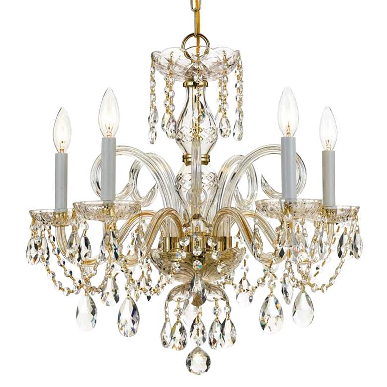 Image 1 Crystorama Traditional Crystal 22 inch W 5-Light Brass Crystal Chandelier