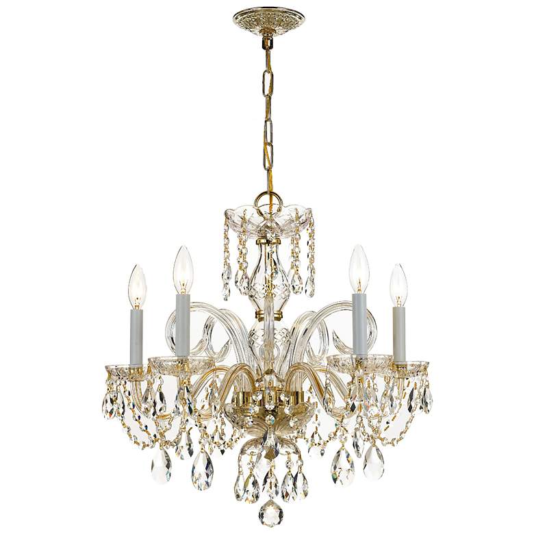 Image 1 Crystorama Traditional Crystal 22" W 5-Light Brass Crystal Chandelier