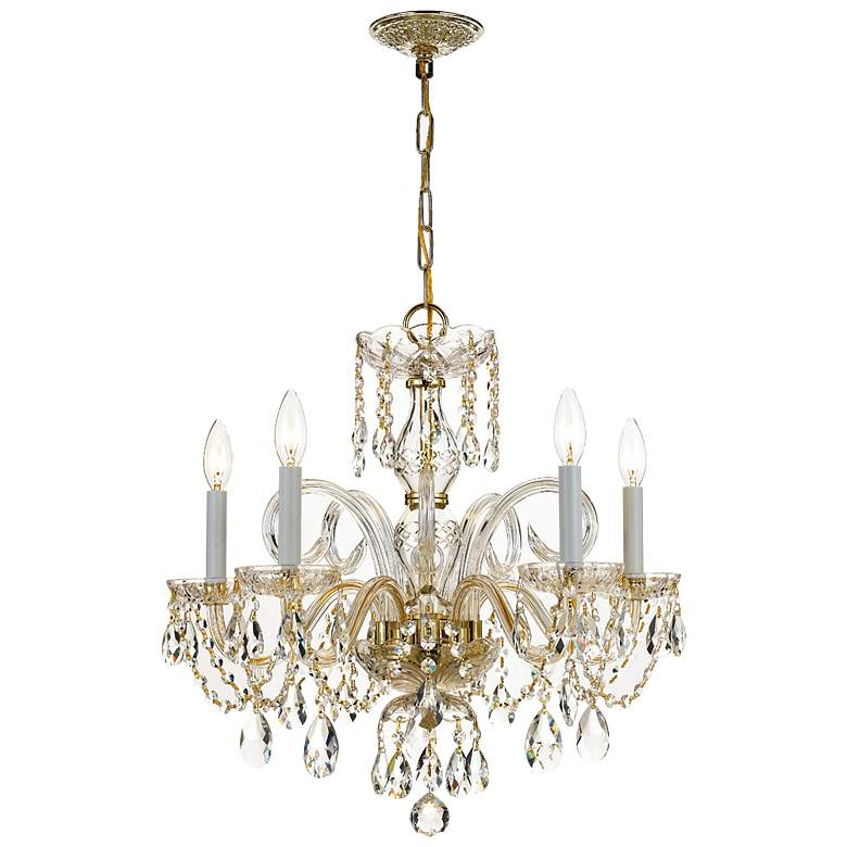 Image 1 Crystorama Traditional Crystal 22 inch W 5-Light Brass Crystal Chandelier