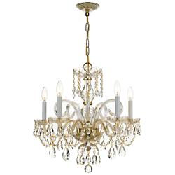 Crystorama Traditional Crystal 22" W 5-Light Brass Crystal Chandelier