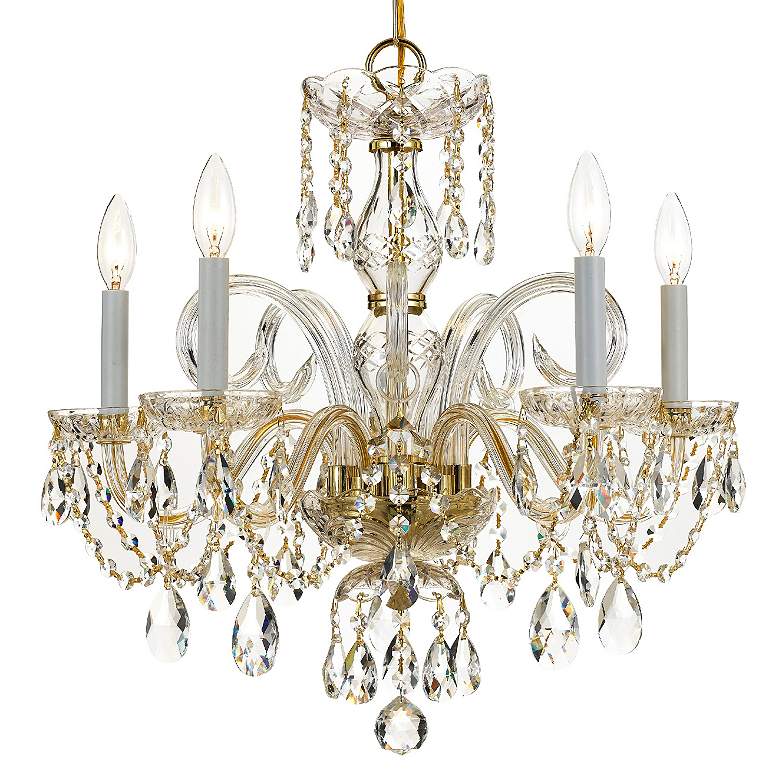 Image 4 Crystorama Traditional Crystal 22" W 5-Light Brass Crystal Chandelier more views