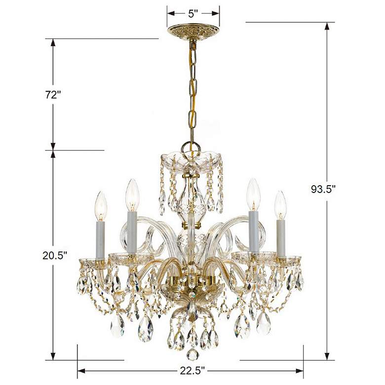 Image 5 Crystorama Traditional Crystal 22" W 5-Light Brass Crystal Chandelier more views