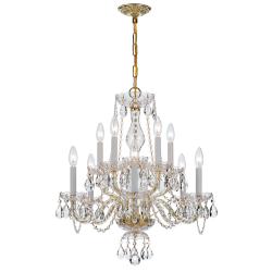 Crystorama Traditional Crystal 23" Polished Brass 10-Light Chandelier