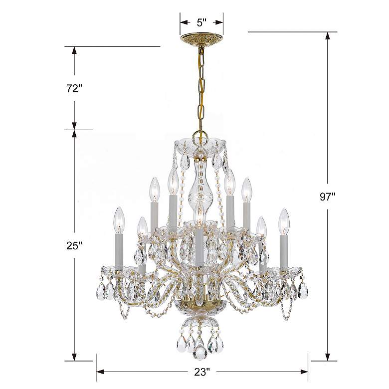 Image 5 Crystorama Traditional Crystal 23" Polished Brass 10-Light Chandelier more views