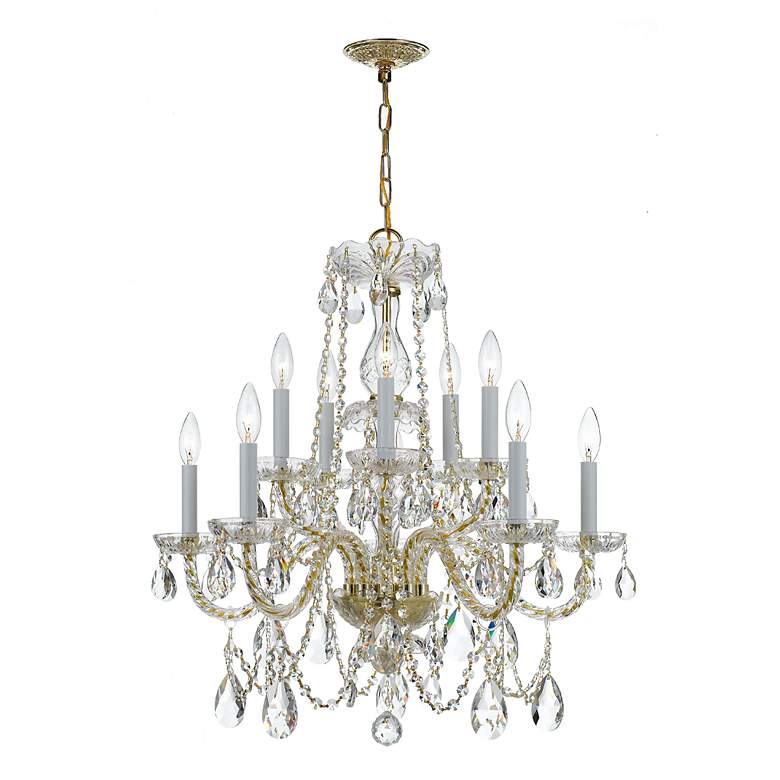 Image 1 Crystorama Traditional Crystal 26" Brass 10-Light Crystal Chandelier