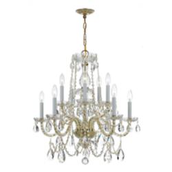 Crystorama Traditional Crystal 26" Brass 10-Light Crystal Chandelier