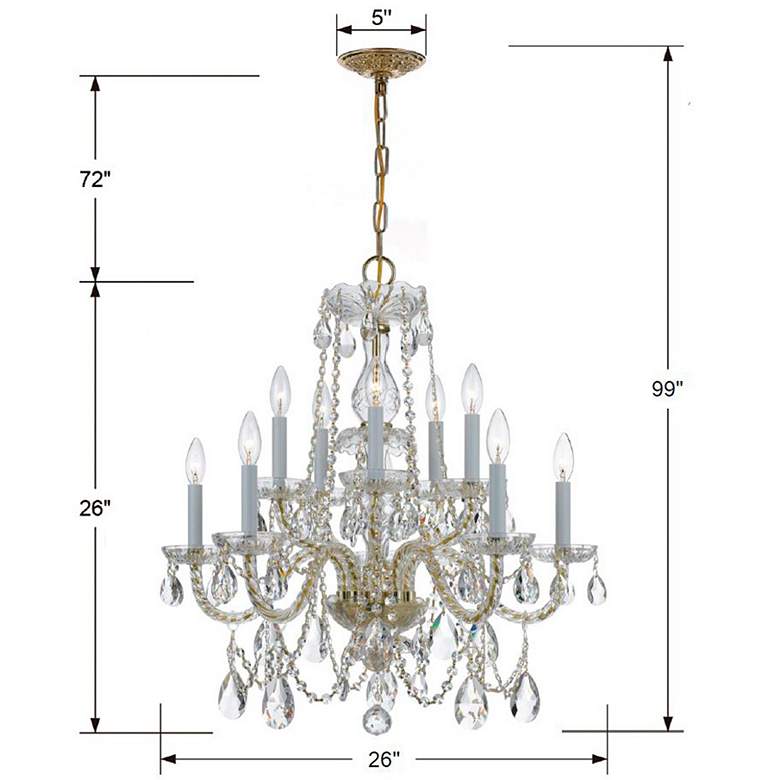 Image 6 Crystorama Traditional Crystal 26" Brass 10-Light Crystal Chandelier more views