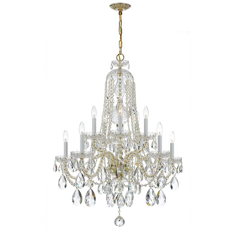 Image 1 Crystorama Traditional Crystal 32"W Brass 10-Light Crystal Chandelier
