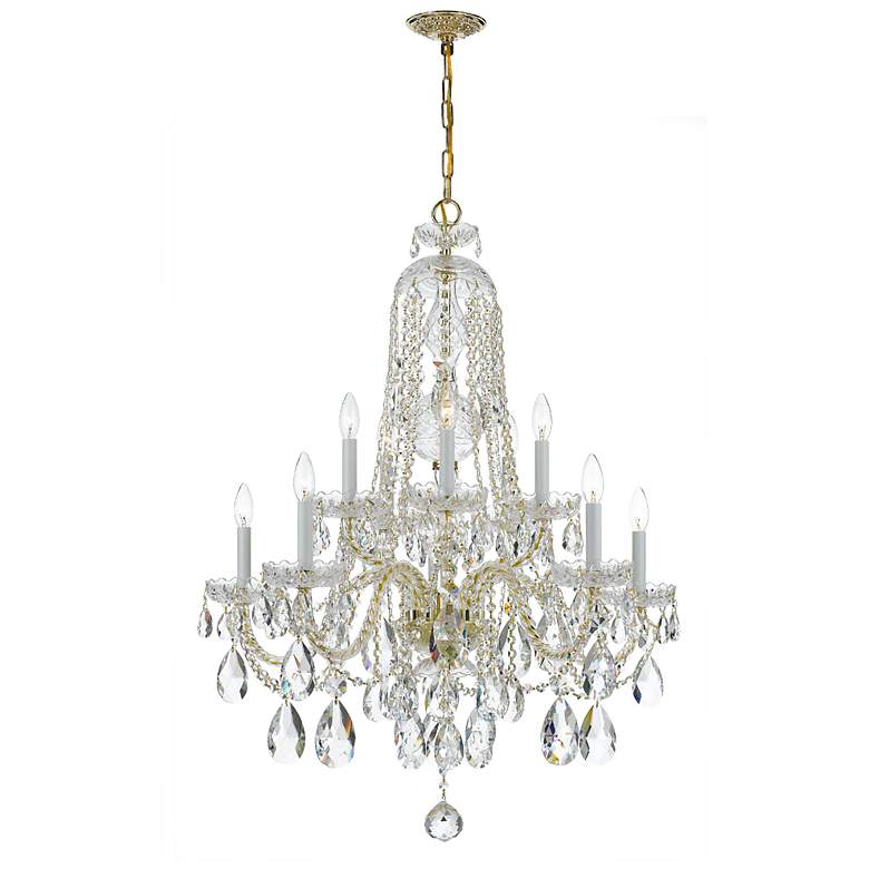 Image 1 Crystorama Traditional Crystal 32 inchW Brass 10-Light Crystal Chandelier