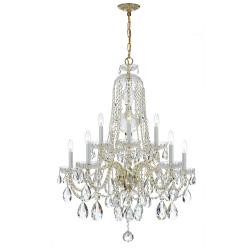 Crystorama Traditional Crystal 32"W Brass 10-Light Crystal Chandelier
