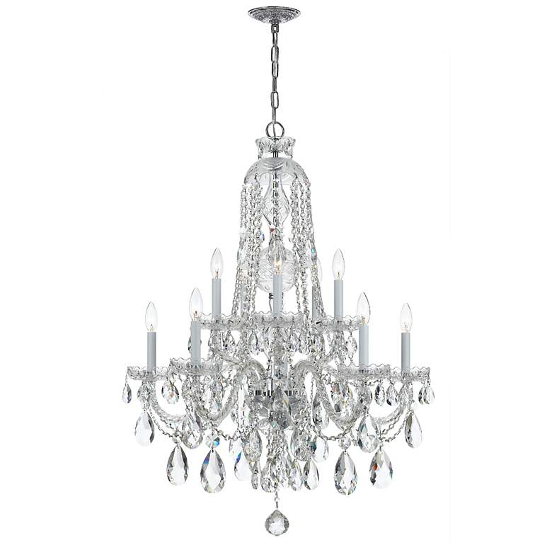 Image 1 Crystorama Traditional Crystal 32 inchW Chrome 10-Light Crystal Chandelier