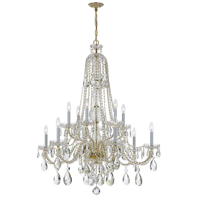 Image 1 Crystorama Traditional Crystal 37 1/2 inchW Brass Crystal Chandelier