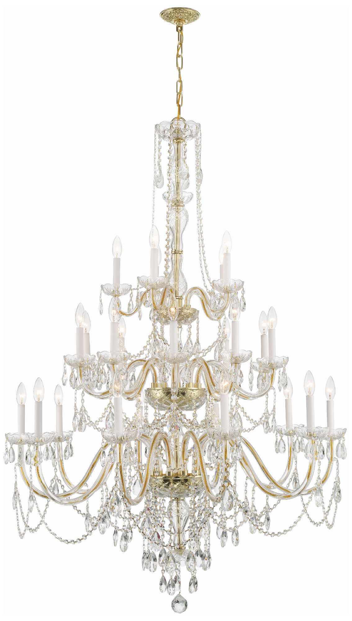 Crystorama Traditional Crystal 45'' Hand Cut Crystal Polished Brass