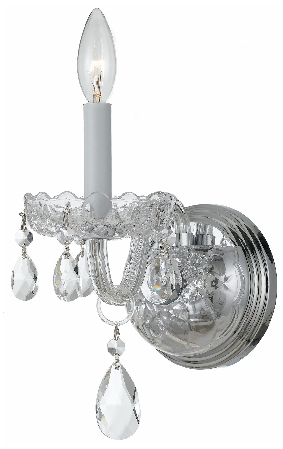 Crystorama Traditional Crystal 5'' Hand Cut Crystal Polished Chrome Sconce