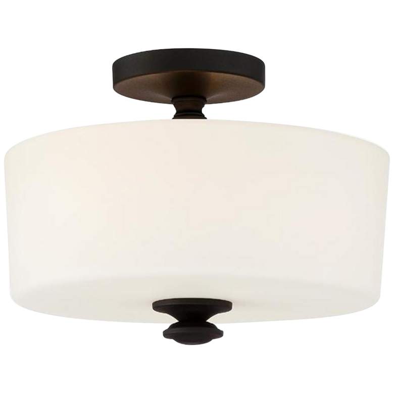 Image 2 Crystorama Travis 12 1/2" Wide Black Forged Ceiling Light