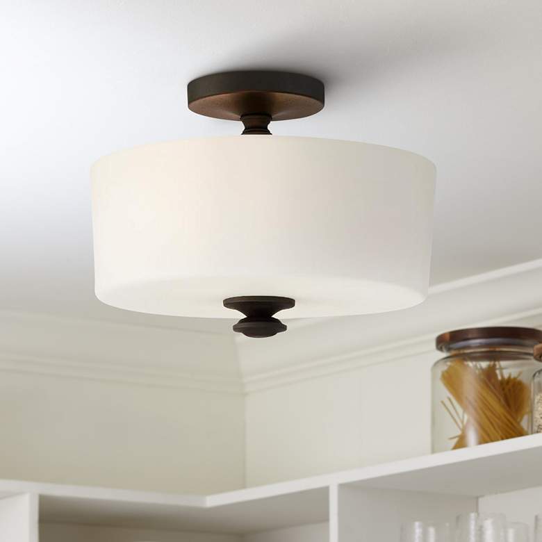 Image 1 Crystorama Travis 12 1/2" Wide Black Forged Ceiling Light