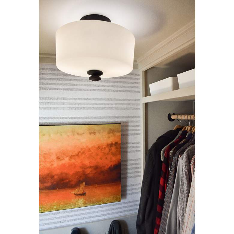 Image 6 Crystorama Travis 12 1/2" Wide Black Forged Ceiling Light more views