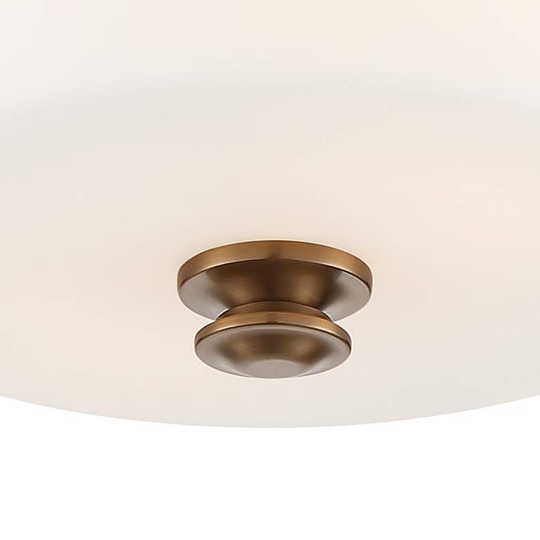 Image 4 Crystorama Travis 12 1/2"W Vibrant Gold White Glass Drum Ceiling Light more views