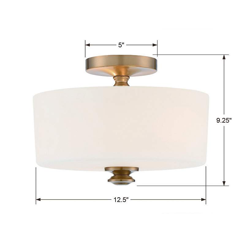 Image 5 Crystorama Travis 12 1/2"W Vibrant Gold White Glass Drum Ceiling Light more views