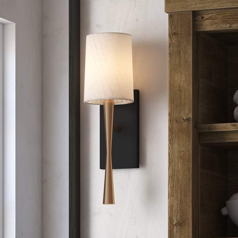 Image 1 Crystorama Trenton 18 1/2" Forged Brass and Black Modern Wall Sconce