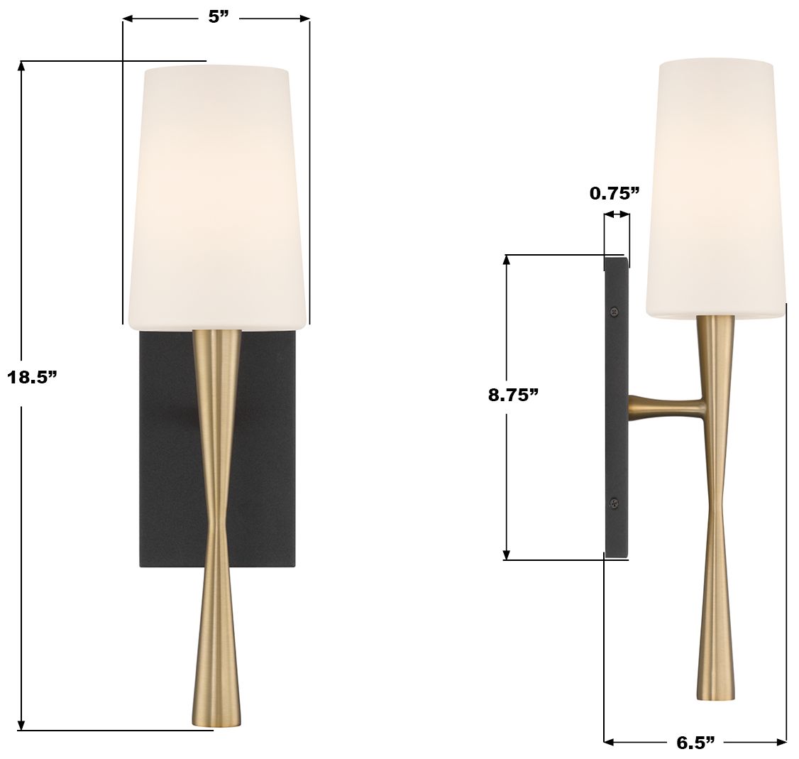 Image 7 Crystorama Trenton 5'' Aged Brass + Black Forged Sconce more views