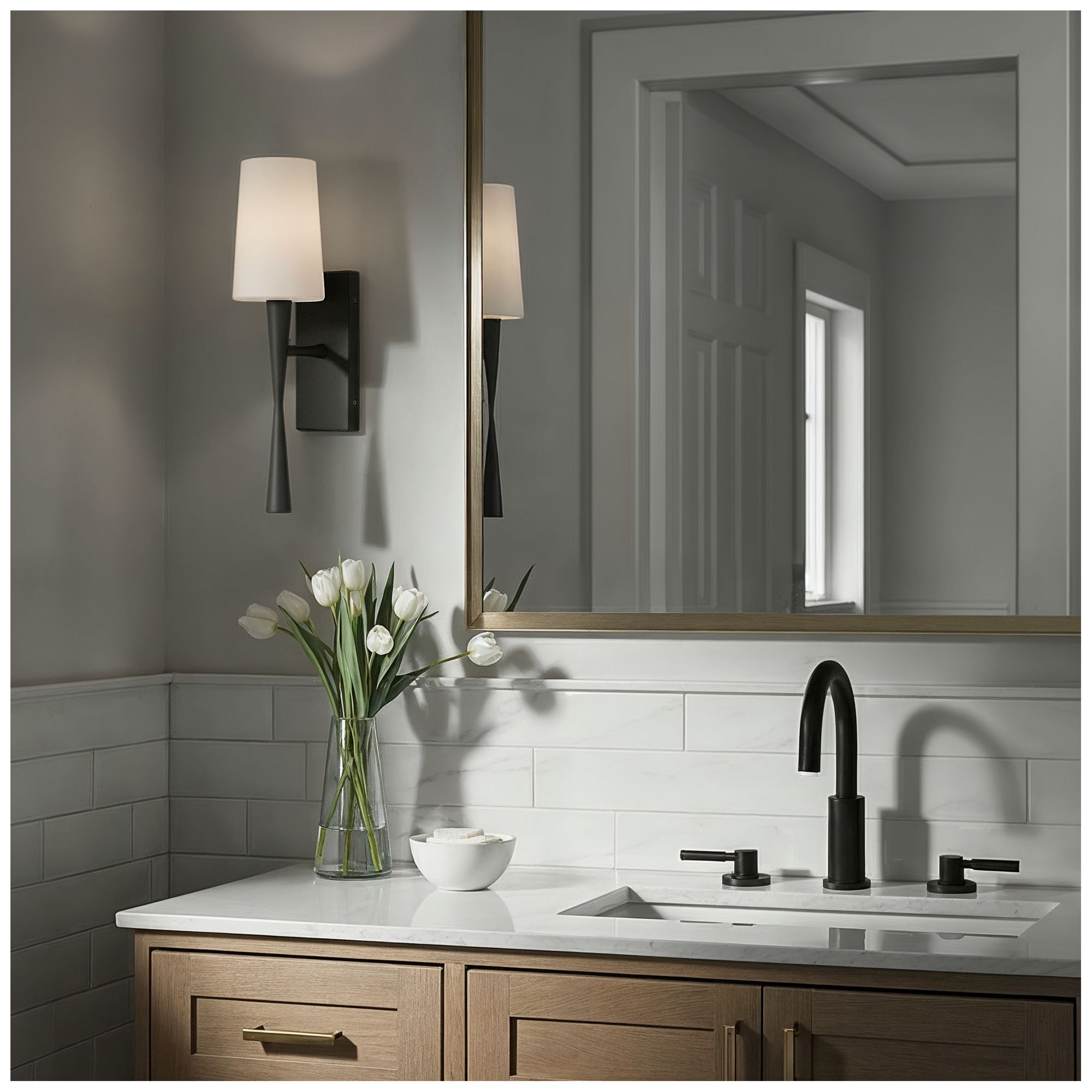 Crystorama Trenton 5'' Black Forged Sconce