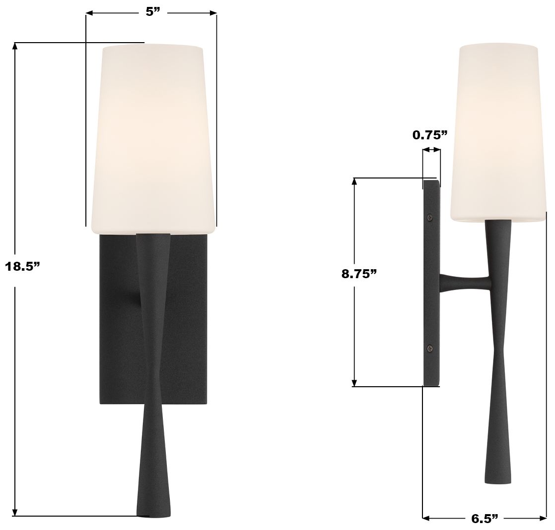 Crystorama Trenton 5'' Black Forged Sconce