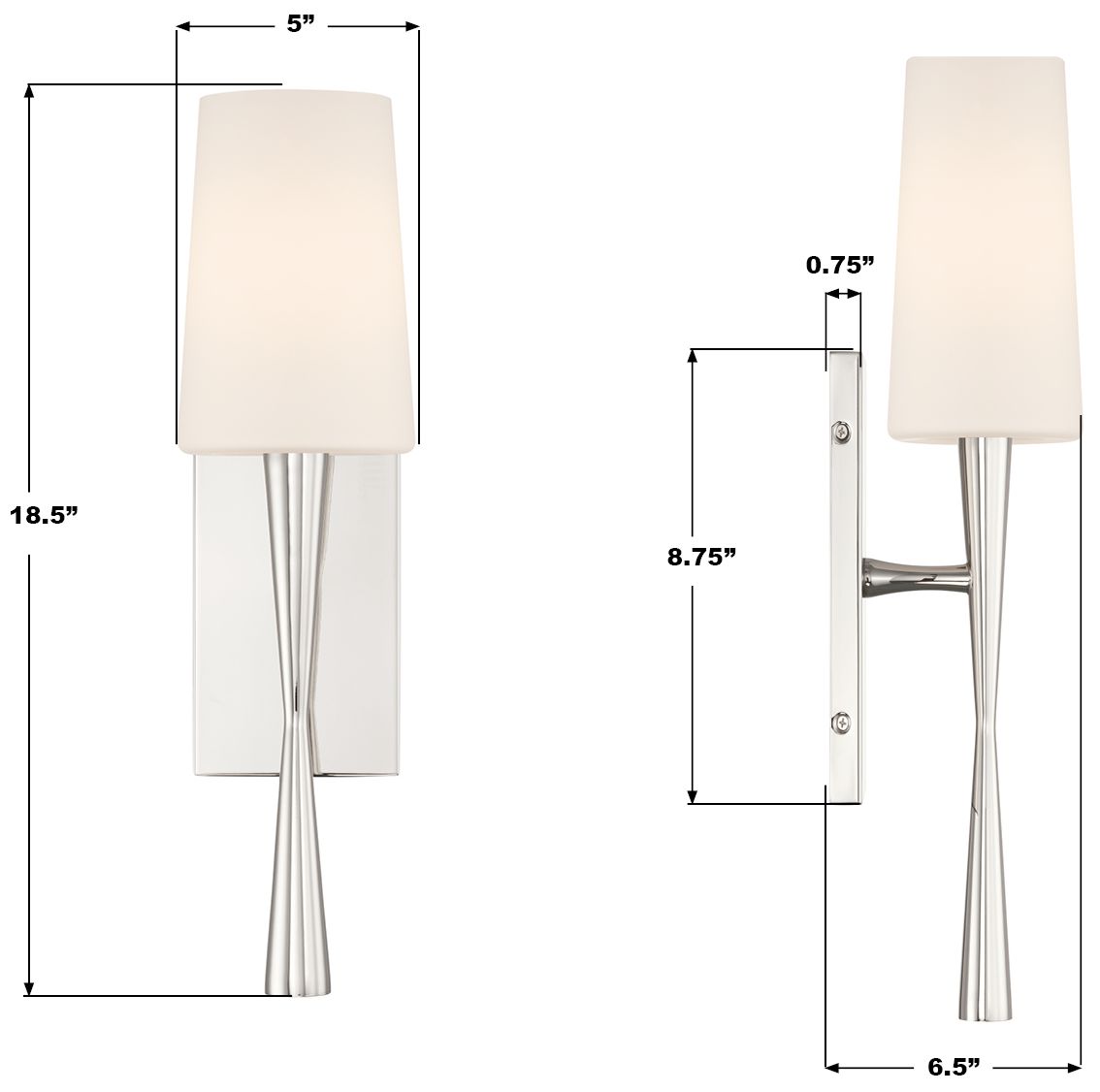 Image 7 Crystorama Trenton 5'' Polished Nickel Sconce more views