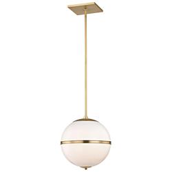 Crystorama Truax 12" Wide Aged Brass Globe Mini Pendant