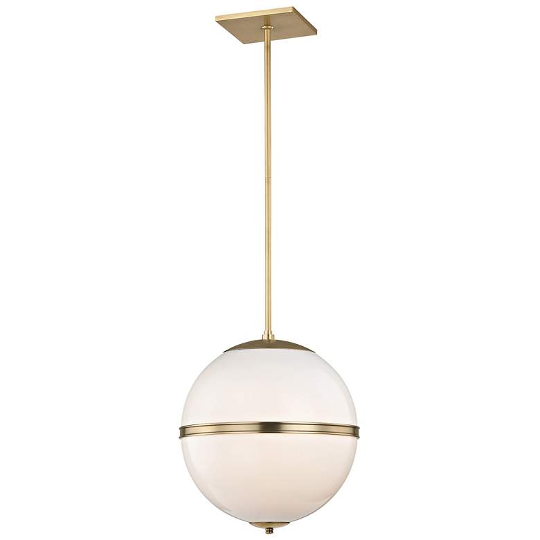 Image 2 Crystorama Truax 16" Aged Brass and White Acrylic Orb Pendant Light