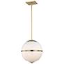 2_Crystorama Truax 16" Aged Brass and White Acrylic Orb Pendant Light