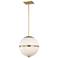 Crystorama Truax 16" Aged Brass and White Acrylic Orb Pendant Light