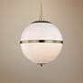 1_Crystorama Truax 16" Aged Brass and White Acrylic Orb Pendant Light