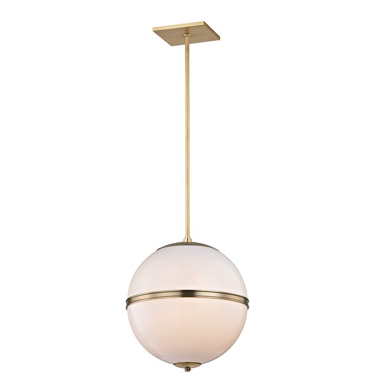 Image 3 Crystorama Truax 16" Aged Brass and White Acrylic Orb Pendant Light more views