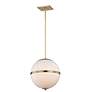 3_Crystorama Truax 16" Aged Brass and White Acrylic Orb Pendant Light more views
